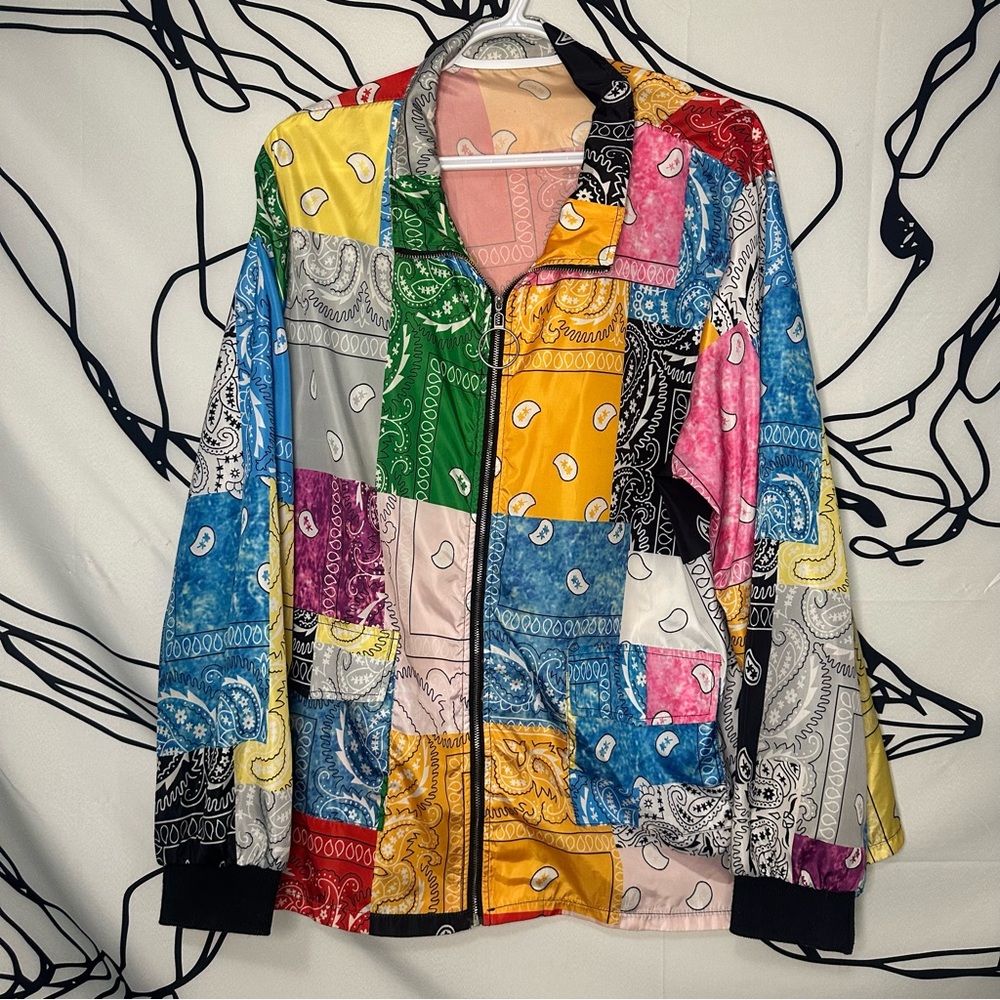 Vibrant Patchwork Bomber Jacket in Bright Colors